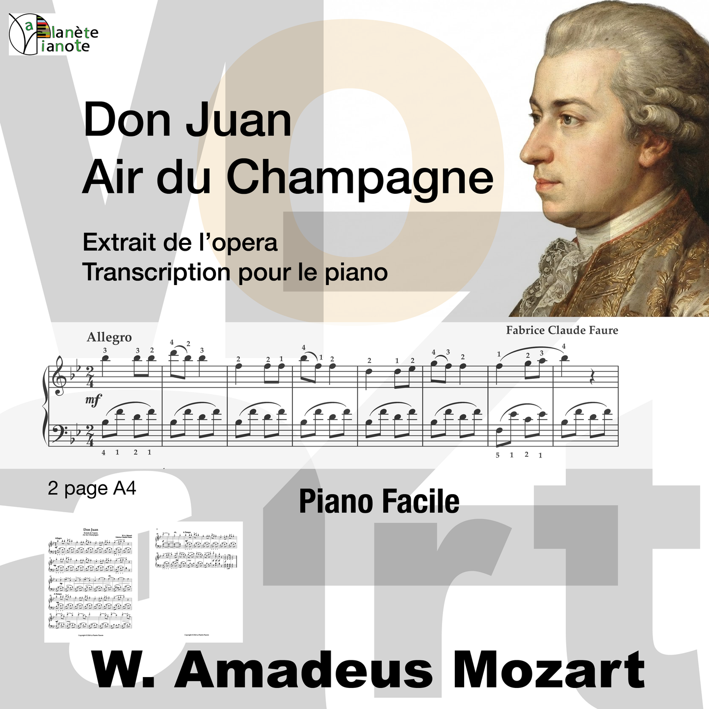 Air du Champagne Don Juan W.A. Mozart Piano Facile