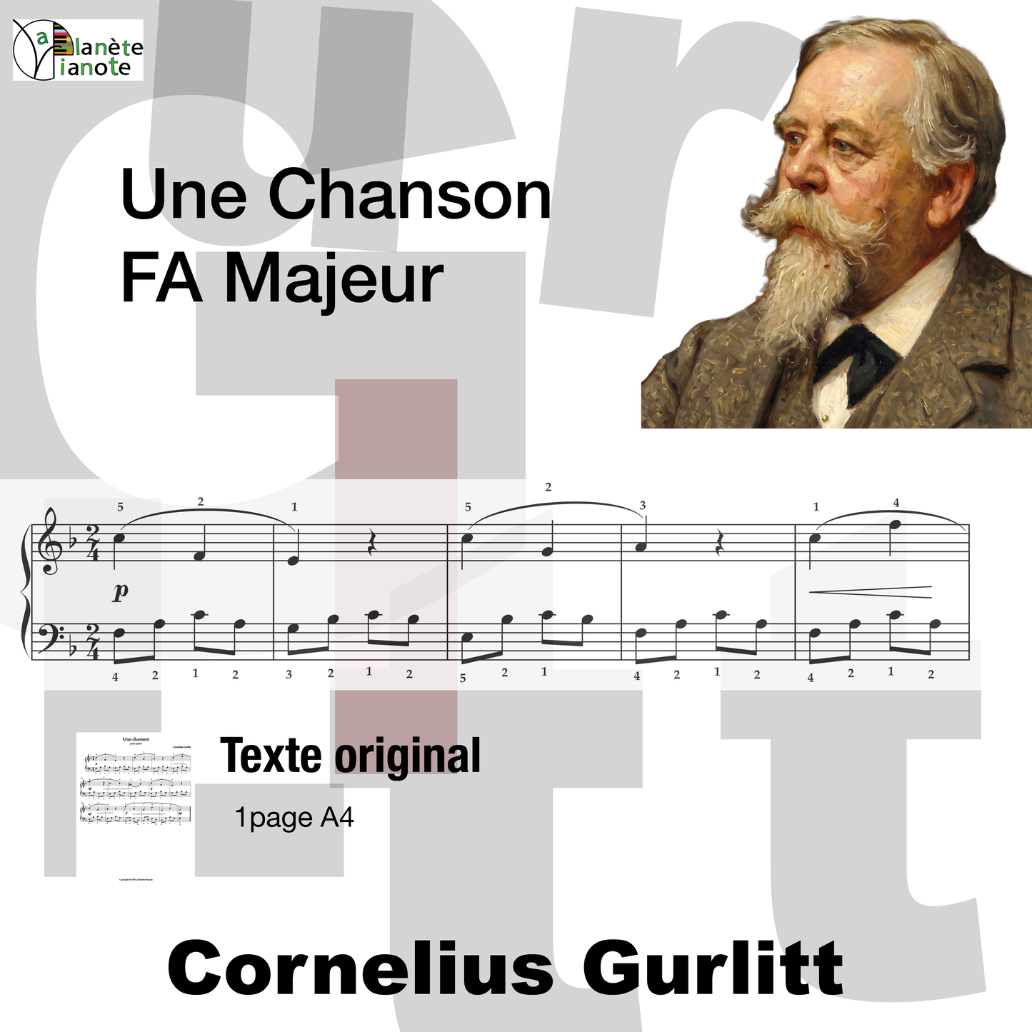Une Chanson Cornelius Gurlitt- débutant 1ère année piano