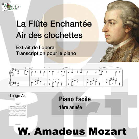 Air des Clochettes La Flûte Enchantée W.A. Mozart Piano Facile