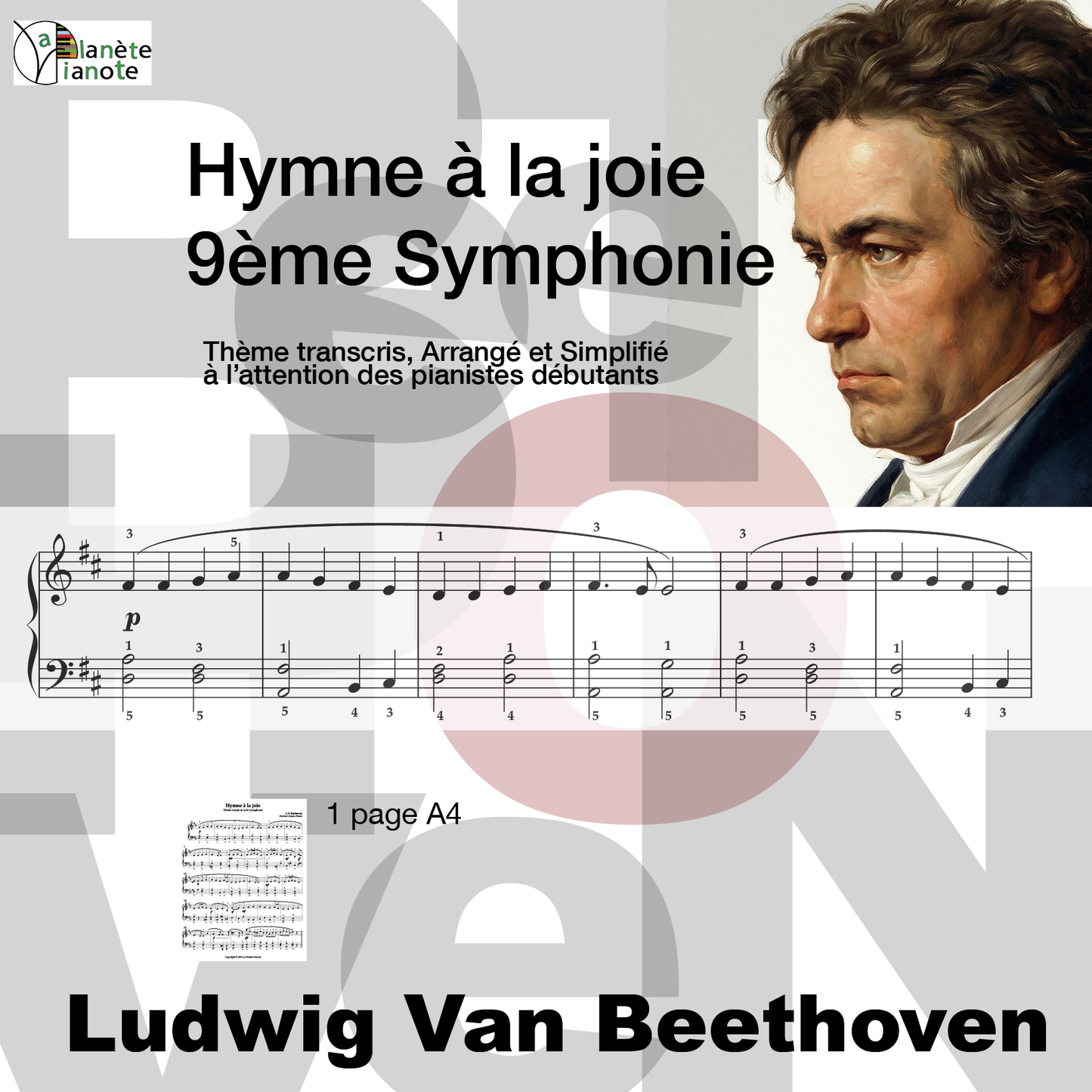 Hymne à la joie-Thème extrait de la 9e Symphonie-Transcription-Simplifié-Fabrice Claude Faure-La Planète Pianote